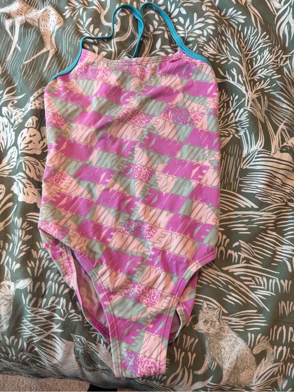 Nike Girls' Swimsuit in Pink, Teal & Lavender